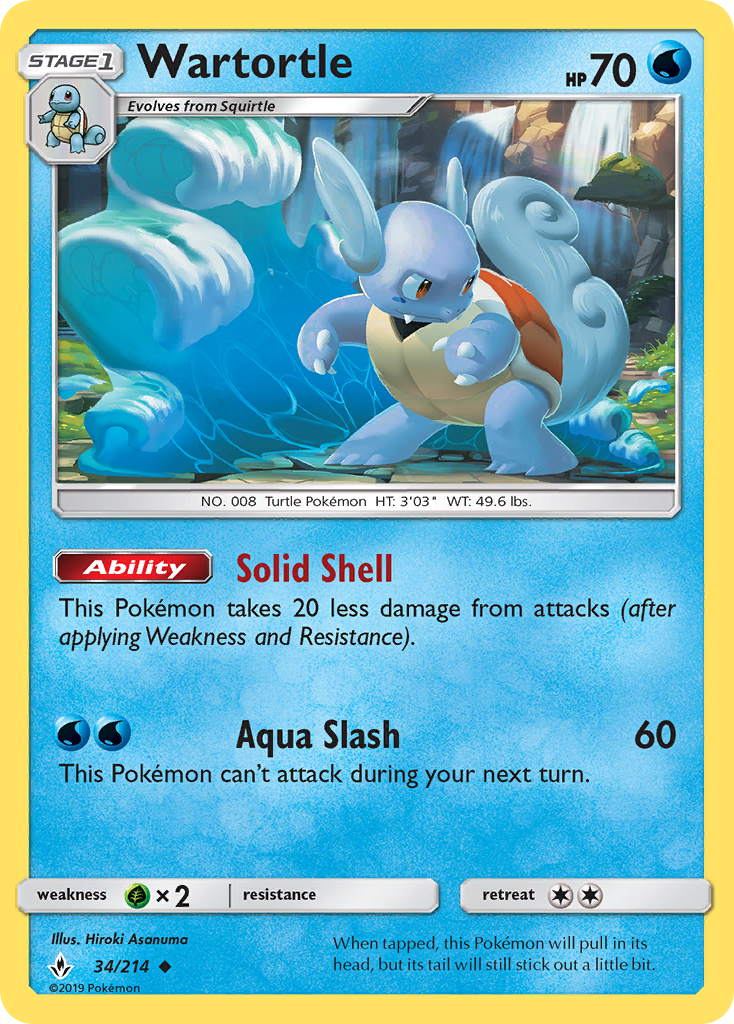 Unbroken Bonds Non - Holo Wartortle #34/214